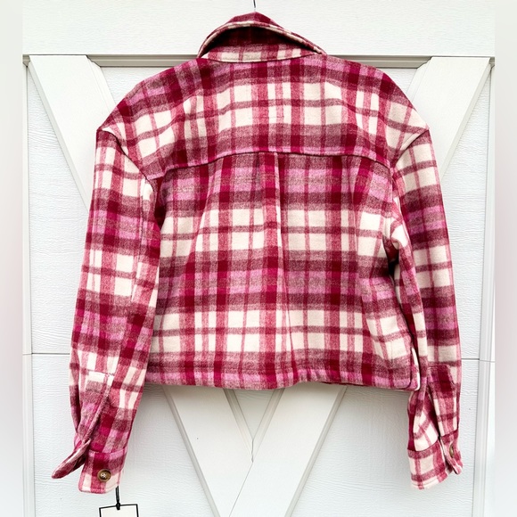 Bagatelle Red &Pink Plaid Crop Jacket - Picture 2 of 2